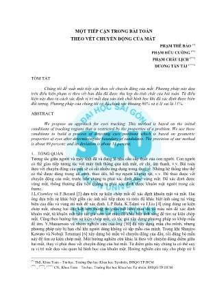 Một tiếp cận trong bài toán theo vết chuyển động của mắt