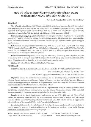 Mức độ điều chỉnh tâm lý và các yếu tố liên quan ở bệnh nhân mang hậu môn nhân tạo