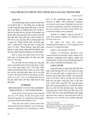 Nang phế quản ở trung thất trước Báo cáo loạt trường hợp