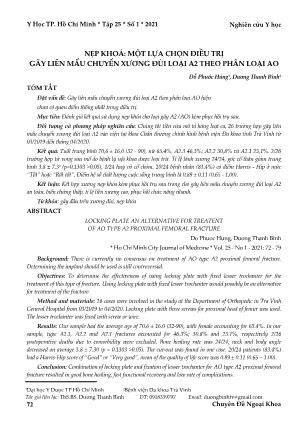 Nẹp khoá: một lựa chọn điều trị gãy liên mấu chuyển xương đùi loại a2 theo phân loại ao
