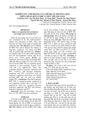 Nghiên cứu ảnh hưởng của chế độ ăn trường chay trên chỉ số mỡ cơ thể và mức mỡ nội tạng
