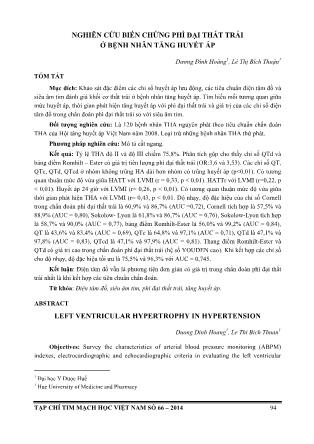 Nghiên cứu biến chứng phì đại thất trái ở bệnh nhân tăng huyết áp