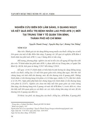 Nghiên cứu biến đổi lâm sàng, X quang ngực và kết quả điều trị bệnh nhân lao phổi AFB (+) mới tại trung tâm y tế quận Tân Bình, thành phố Hồ Chí Minh