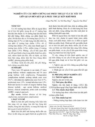 Nghiên cứu các biến chứng sau phẫu thuật và các yếu tố liên quan đến kết quả phẫu thuật kén khí phổi