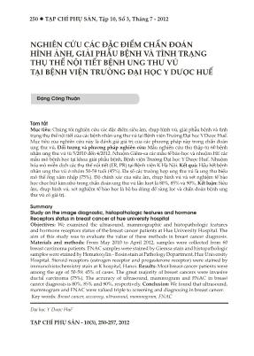 Nghiên cứu các đặc điểm chẩn đoán hình ảnh, giải phẫu bệnh và tình trạng thụ thể nội tiết bệnh ung thư vú tại bệnh viện trường Đại học Y Dược Huế