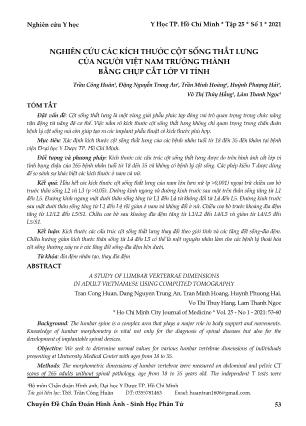 Nghiên cứu các kích thước cột sống thắt lưng của người Việt Nam trưởng thành bằng chụp cắt lớp vi tính