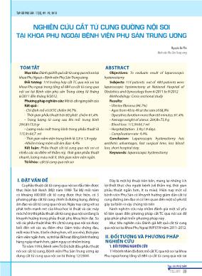 Nghiên cứu cắt tử cung đường nội soi tại khoa phụ ngoại Bệnh viện Phụ sản Trung ương