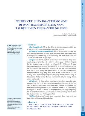Nghiên cứu chẩn đoán trước sinh dị dạng bạch mạch dạng nang tại Bệnh viện Phụ sản Trung Ương