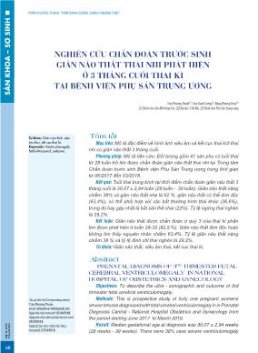 Nghiên cứu chẩn đoán trước sinh giãn não thất thai nhi phát hiện ở 3 tháng cuối thai kì tại Bệnh viện Phụ sản Trung ương