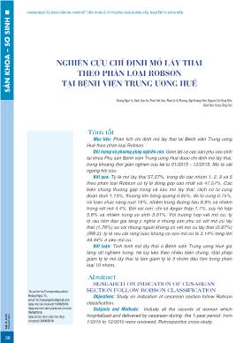 Nghiên cứu chỉ định mổ lấy thai theo phân loại robson tại Bệnh viện Trung ương Huế