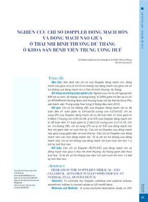 Nghiên cứu chỉ số Doppler động mạch rốn và động mạch não giữa ở thai nhi bình thường đủ tháng ở khoa sản Bệnh viện Trung ương Huế