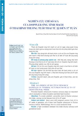 Nghiên cứu chỉ số S/A của Doppler ống tĩnh mạch ở thai bình thường tuổi thai từ 22 đến 37 tuần