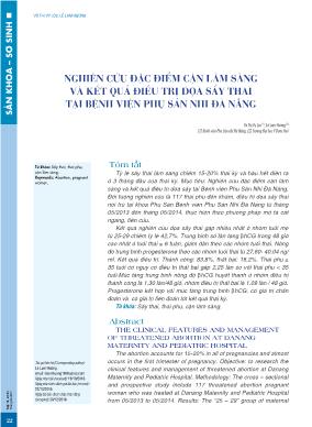 Nghiên cứu đặc điểm cận lâm sàng và kết quả điều trị dọa sẩy thai tại Bệnh viện Phụ sản Nhi Đà Nẵng