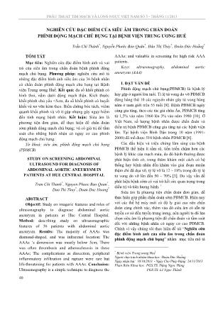 Nghiên cứu đặc điểm của siêu âm trong chẩn đoán phình động mạch chủ bụng tại Bệnh viện Trung ương Huế