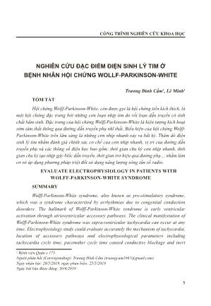 Nghiên cứu đặc điểm điện sinh lý tim ở bệnh nhân Hội chứng Wolff-Parkinson-White
