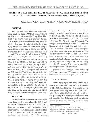 Nghiên cứu đặc điểm hình ảnh của siêu âm và chụp cắt lớp vi tính 64 dãy đầu dò trong chẩn đoán phình động mạch chủ bụng