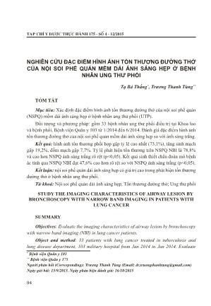 Nghiên cứu đặc điểm hình ảnh tổn thương đường thở của nội soi phế quản mềm dải ánh sáng hẹp ở bệnh nhân ung thư phổi