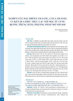 Nghiên cứu đặc điểm lâm sàng, cận lâm sàng và kết quả điều trị u lạc nội mạc tử cung buồng trứng bằng phương pháp mổ nội soi