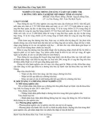 Nghiên cứu đặc điểm lâm sàng và kết quả điều trị u đường tiêu hóa tại Bệnh viện ĐKKV tỉnh An Giang