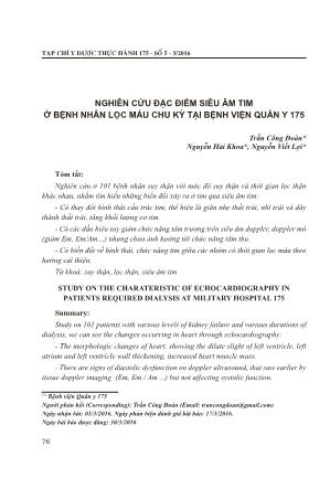 Nghiên cứu đặc điểm siêu âm tim ở bệnh nhân lọc máu chu kỳ tại Bệnh viện Quân Y 175