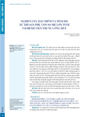 Nghiên cứu đặc điểm và thái độ xử trí sản phụ con so mẹ lớn tuổi tại Bệnh viện Trung ương Huế