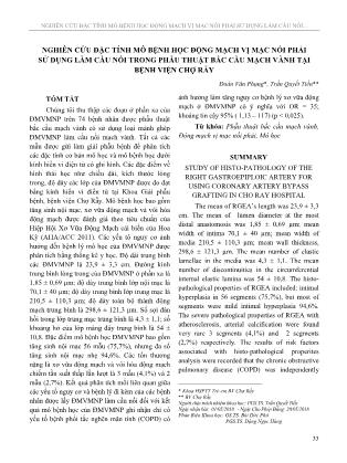 Nghiên cứu đặc tính mô bệnh học động mạch vị mạc nối phải sử dụng làm cầu nối trong phẫu thuật bắc cầu mạch vành tại Bệnh viện Chợ Rẫy