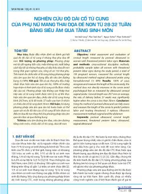 Nghiên cứu độ dài cổ tử cung của phụ nữ mang thai dọa đẻ non từ 28-32 tuần bằng siêu âm qua tầng sinh môn