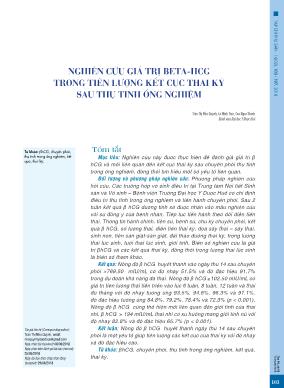 Nghiên cứu giá trị Beta-hCG trong tiên lượng kết cục thai kỳ sau thụ tinh ống nghiệm