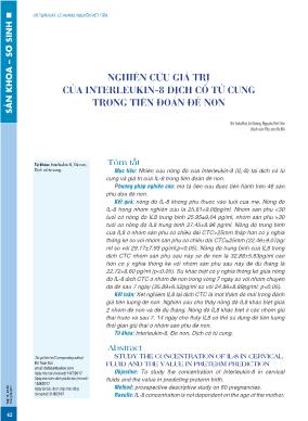 Nghiên cứu giá trị của Interleukin-8 dịch cổ tử cung trong tiên đoán đẻ non