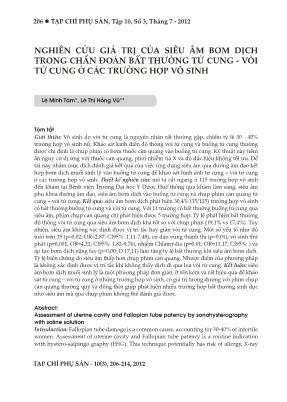 Nghiên cứu giá trị của siêu âm bơm dịch trong chẩn đoán bất thường tử cung - Vòi tử cung ở các trường hợp vô sinh
