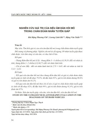 Nghiên cứu giá trị của siêu âm đàn hồi mô trong chẩn đoán nhân tuyến giáp