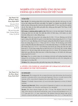 Nghiên cứu giải phẫu ứng dụng dây chằng quạ đòn ở người Việt Nam