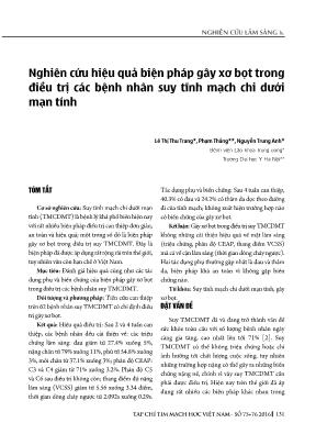 Nghiên cứu hiệu quả biện pháp gây xơ bọt trong điều trị các bệnh nhân suy tĩnh mạch chi dưới mạn tính