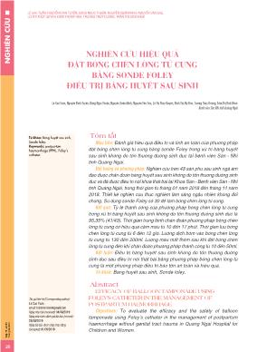 Nghiên cứu hiệu quả đặt bóng chèn lòng tử cung bằng sonde Foley điều trị băng huyết sau sinh