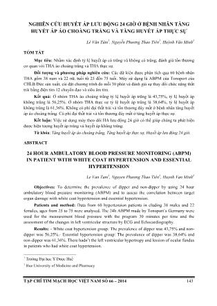 Nghiên cứu huyết áp lưu động 24 giờ ở bệnh nhân tăng huyết áp áo choàng trắng và tăng huyết áp thực sự