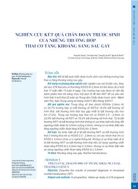 Nghiên cứu kết quả chẩn đoán trước sinh của những trường hợp thai có tăng khoảng sáng sau gáy