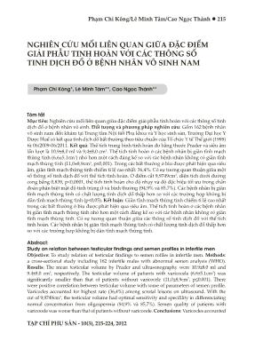 Nghiên cứu mối liên quan giữa đặc điểm giải phẫu tinh hoàn với các thông số tinh dịch đồ ở bệnh nhân vô sinh nam