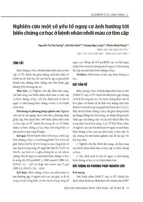 Nghiên cứu một số yếu tố nguy cơ ảnh hưởng tới biến chứng cơ học ở bệnh nhân nhồi máu cơ tim cấp