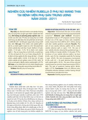 Nghiên cứu nhiễm rubella ở phụ nữ mang thai tại Bệnh viện Phụ sản Trung ương năm 2009-2011