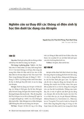 Nghiên cứu sự thay đổi các thông số điện sinh lý học tim dưới tác dụng của Atropin