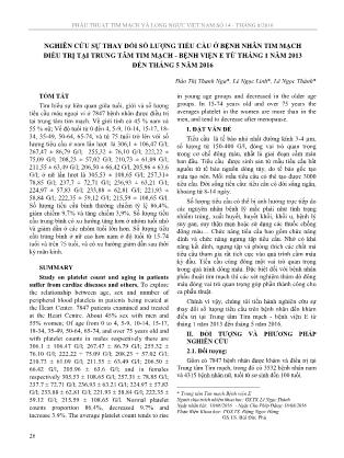 Nghiên cứu sự thay đổi số lượng tiểu cầu ở bệnh nhân tim mạch điều trị tại Trung tâm Tim mạch - Bệnh viện E từ tháng 1 năm 2013 đến tháng 5 năm 2016