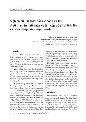 Nghiên cứu sự thay đổi sức căng cơ tim ở bệnh nhân nhồi máu cơ tim cấp có sT chênh lên sau can thiệp động mạch vành