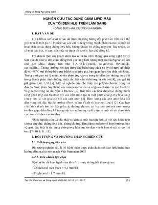 Nghiên cứu tác dụng giảm lipid máu của tỏi đen HLG trên lâm sàng