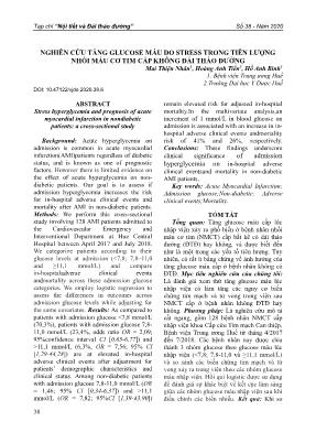Nghiên cứu tăng glucose máu do stress trong tiên lượng nhồi máu cơ tim cấp không đái tháo đường