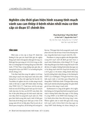 Nghiên cứu thời gian hiện hình xoang tĩnh mạch vành sau can thiệp ở bệnh nhân nhồi máu cơ tim cấp có đoạn ST chênh lên