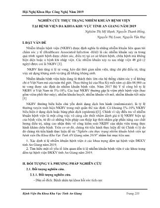 Nghiên cứu thực trạng nhiễm khuẩn bệnh viện tại Bệnh viện Đa khoa khu vực tỉnh An Giang năm 2019