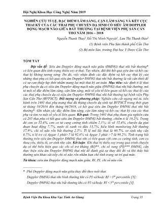 Nghiên cứu tỉ lệ, đặc điểm lâm sàng, cận lâm sàng và kết cục thai kỳ của các thai phụ chuyển dạ sinh có siêu âm Doppler động mạch não giữa bất thường tại Bệnh viện Phụ sản Cần Thơ năm 2016-2018