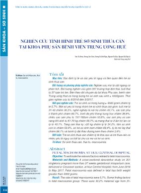 Nghiên cứu tình hình trẻ sơ sinh thừa cân tại khoa Phụ sản Bệnh viện Trung ương Huế