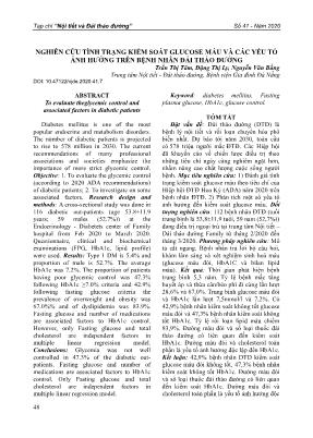 Nghiên cứu tình trạng kiểm soát glucose máu và các yếu tố ảnh hưởng trên bệnh nhân đái tháo đường