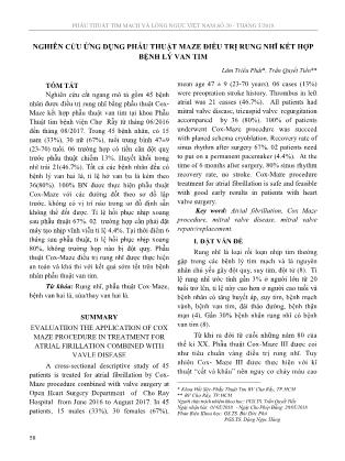 Nghiên cứu ứng dụng phẫu thuật Maze điều trị rung nhĩ kết hợp bệnh lý van tim